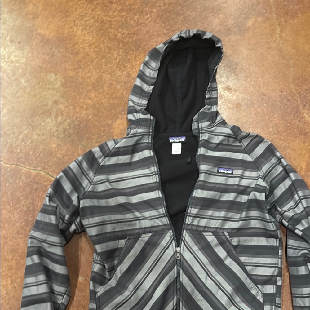 Patagonia Black and Gray Striped Jacket